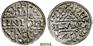 Денарий, Германия, Бавария, Heinrich V (1018-1026), м.д. Regensburg, монетарий ADALD, Hahn 1976, 31a2