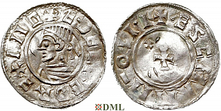 Денарий, Англия, Æthelred II (978-1016), м.д. Lincoln, монетарий Aesceman, North 777