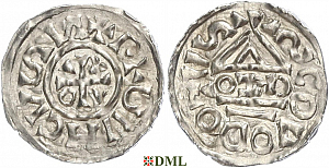 Денарий, Германия, Бавария, Heinrich II (1002-1024), м.д. Salzburg, монетарий OZO, Hahn 1976, 89a5
