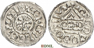 Денарий, Германия, Бавария, Heinrich II (1002-1024), м.д. Salzburg, монетарий OZO, Hahn 1976, 89a5