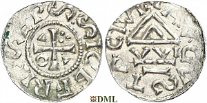 Денарий, Германия, Швабия, Siegfried I (1000-1006), м.д. Augsburg, монетарий WI, Hahn 1976, 141a1