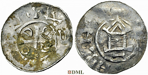 Денарий, Германия, Саксония, Нижняя Саксония , Otto III (983-1002), м.д. Goslar, type OAP