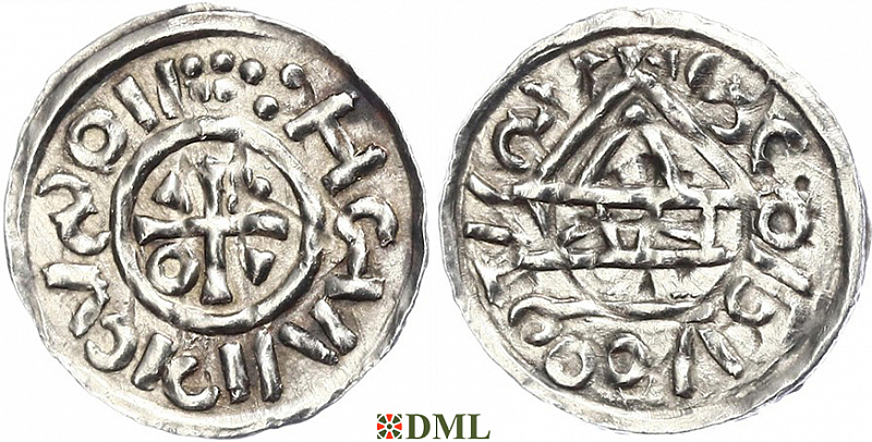Денарий, Германия, Бавария, Heinrich II (1002-1024), м.д. Salzburg, монетарий WΛ, Hahn 1976, 89b2