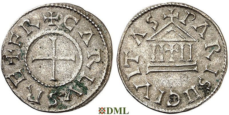 Денарий, Каролинги,Charles le Chauve (840-877), м.д. Paris, Depeyrot 762