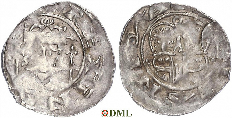 Денарий, Германия, Саксония, Heinrich IV (1056-1106), м.д. Goslar, Dbg. 669