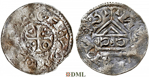 Денарий, Германия, Бавария, Kg. Heinrich II (1002-1014), м.д. Regensburg, монетарий •C•C, Hahn 1976, 27b