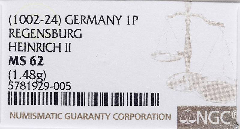 Денарий, Германия, Бавария, Heinrich II (1002-1024), м.д. Nabburg, монетарий IICIV, Hahn 1976, 74a1