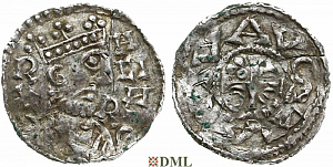 Денарий, Германия, Швабия, Heinrich II (1002-1024), м.д. Augsburg, Hahn 1976, 145.55