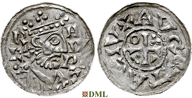 Денарий, Германия, Швабия, Heinrich II (1002-1024), м.д. Augsburg, Hahn 1976, 145.14