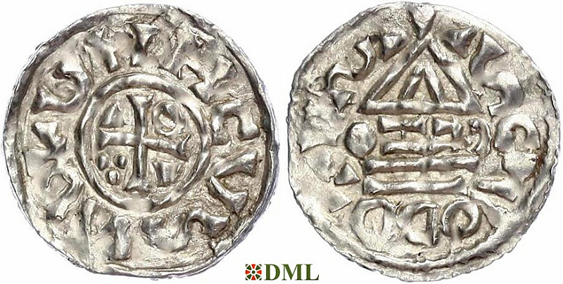 Денарий, Германия, Бавария, Heinrich II (1002-1024), м.д. Salzburg, монетарий CEZO, Hahn 1976, 89a2