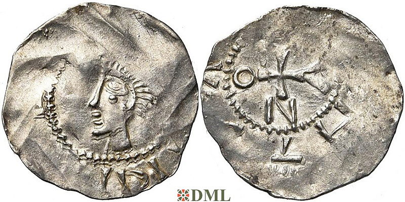 Денарий, Германия, Нижняя Лотарингия, Heinrich II (1002-1024), м.д. Deventer, Ilisch 2000, 1.9