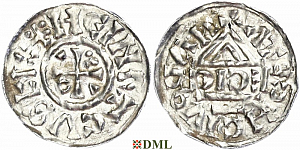 Денарий, Германия, Бавария, Heinrich II (1002-1024), м.д. Nabburg, монетарий ECIC, Hahn 1976, 74b1