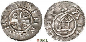 Денарий, Германия, Саксония, Otto III (983-1002), м.д. Goslar, type OAP
