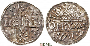 Денарий, Германия, Бавария, Heinrich V (1018-1026), м.д. Regensburg, монетарий CCCHO, Hahn 1976, 31d8