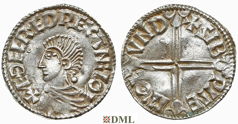 Денарий, Англия, Æthelred II (978-1016), м.д. London, монетарий Sibwine , North 774