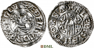 Денарий, Англия, Æthelred II (978-1016), м.д. Oxford, монетарий Ælfwine, North 768