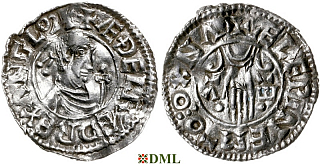 Денарий, Англия, Æthelred II (978-1016), м.д. Oxford, монетарий Ælfwine, North 768
