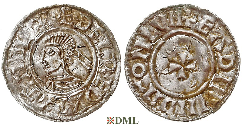 Денарий, Англия, Æthelred II (978-1016), м.д. London, монетарий Eadmund, North 777