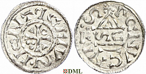 Денарий, Германия, Бавария, Heinrich II (1002-1024), м.д. Regensburg, монетарий SC, Hahn 1976, 27h4