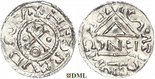 Денарий, Германия, Бавария, Heinrich IV (995-1002), м.д. Regensburg, монетарий EИC, Hahn 1976, 25c6