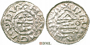Денарий, Германия, Бавария, Hg. Heinrich II (985-995), м.д. Regensburg, монетарий MAO, Hahn 1976, 22f1.2