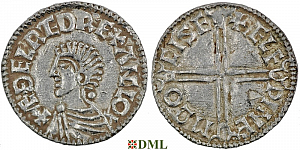 Денарий, Англия, Æthelred II (978-1016), м.д. Chichester, монетарий Ælfwine, North 774