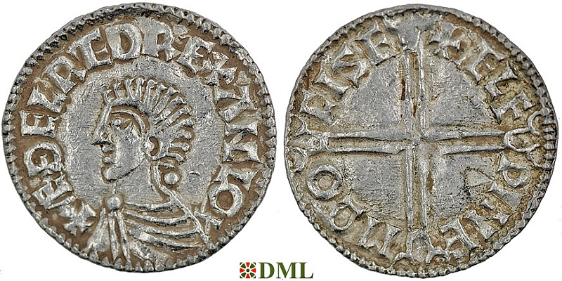 Денарий, Англия, Æthelred II (978-1016), м.д. Chichester, монетарий Ælfwine, North 774