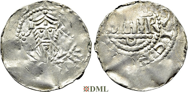 Денарий, Германия, Франкония, Heinrich III (1039-1056), Bardo (1031-1051), м.д. Mainz, Dbg. 805