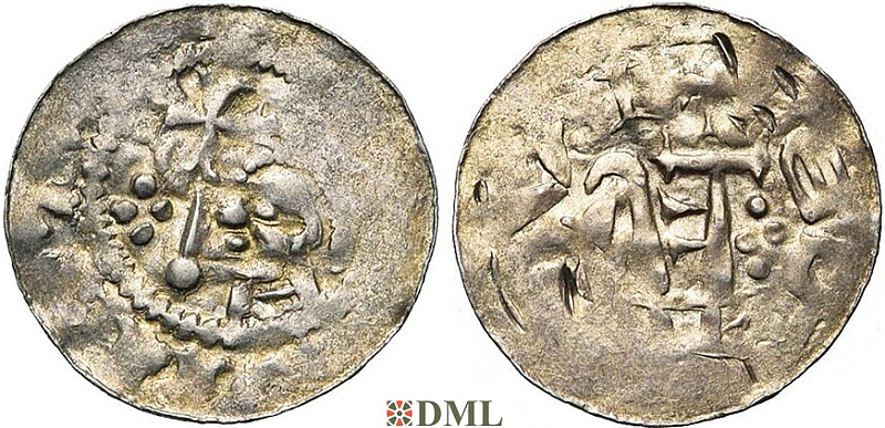 Денарий, Германия, Саксония, Adalbert (1043-1072), м.д. Bremen, Dbg. 1777
