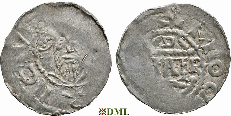 Денарий, Германия, Франкония, Heinrich III (1039-1056), Bardo (1031-1051), м.д. Mainz, Dbg. 805