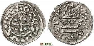 Денарий, Германия, Бавария, Otto I (973-982), м.д. Regensburg, монетарий WO, Hahn 1976, 17i1