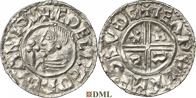 Денарий, Англия, Æthelred II (978-1016), м.д. Southwark, монетарий Boga, North 770