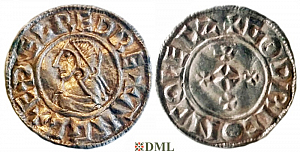 Денарий, Англия, Æthelred II (978-1016), м.д. Colchester, монетарий Godric, North 779