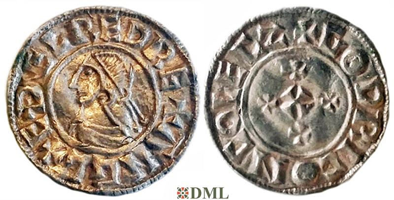 Денарий, Англия, Æthelred II (978-1016), м.д. Colchester, монетарий Godric, North 779