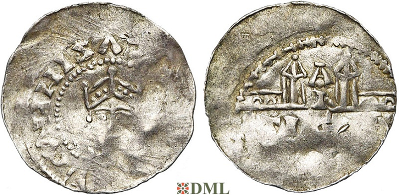 Денарий, Германия, Швабия, Heinrich II (1002-1024), м.д. Strassburg, Dbg. 920