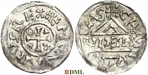 Денарий, Германия, Бавария, Heinrich II (1002-1024), м.д. Cham, монетарий HECIL, Hahn 1976, 80a1
