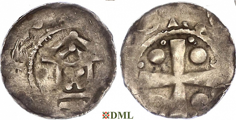Денарий, Германия, Франкония, Otto III (983–1002), м.д. Mainz, Dbg. 778/779