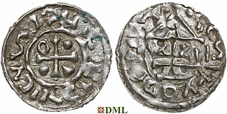 Денарий, Германия, Бавария, Heinrich IV (995-1002), м.д. Salzburg, монетарий WII, Hahn 1976, 87b4