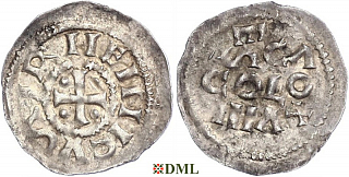 Денарий, Германия, Нижняя Лотарингия, Heinrich II (1002-1024), м.д. Koln, Dbg. 350
