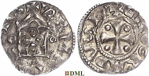 Денарий, Германия, Нижняя Лотарингия, Konrad II (1027-1039), Hermann II (1036-1056), м.д. Koln, Dbg. 386