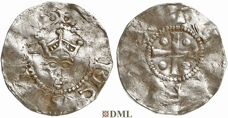 Денарий, Германия, Нижняя Лотарингия, Heinrich II (1002-1024), м.д. Tiel, Ilisch 2000, 3.3