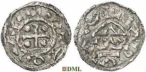Денарий, Германия, Бавария, Otto I (973-982) м.д. Nabburg, монетарий WI, Hahn 1976, 70d1