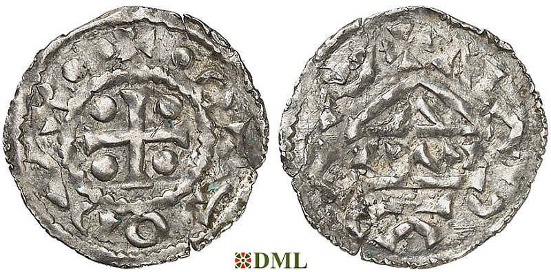Денарий, Германия, Бавария, Otto I (973-982) м.д. Nabburg, монетарий WI, Hahn 1976, 70d1