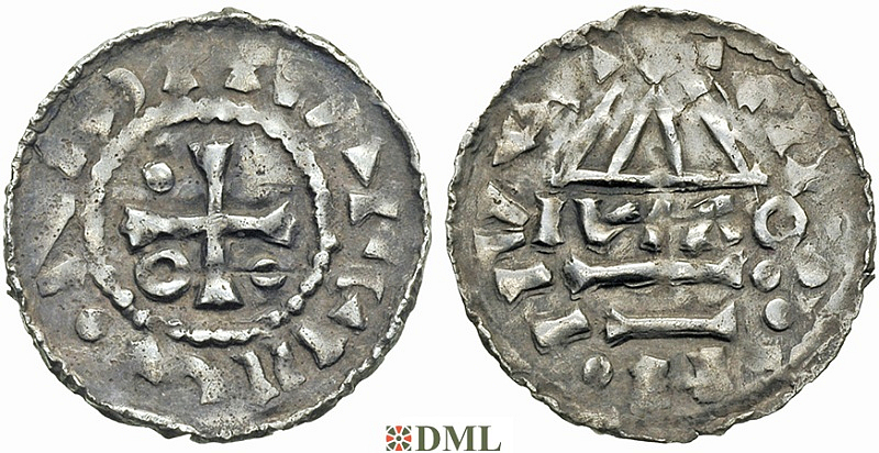 Денарий, Германия, Бавария, Hg. Heinrich II (985-995), м.д. Regensburg, монетарий MAO, Hahn 1976, 22.f1.5