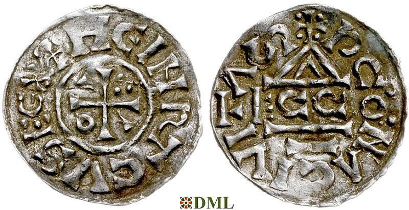Денарий, Германия, Бавария, Heinrich II (1002-1024), м.д. Regensburg, монетарий ECCO, Hahn 1976, 27c1.3