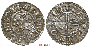 Денарий, Англия, Æthelred II (978-1016), м.д. Maldon, монетарий Leofwine, North 770