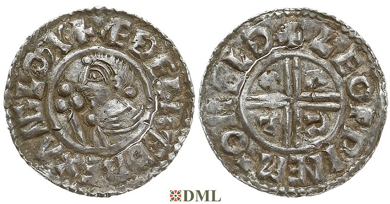 Денарий, Англия, Æthelred II (978-1016), м.д. Maldon, монетарий Leofwine, North 770