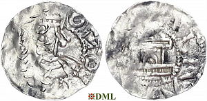 Денарий, Германия, Швабия, Alutwich (999-1001), м.д. Strassburg, Dbg. 941