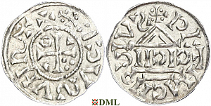 Денарий, Германия, Бавария, Heinrich II (1002-1024), м.д. Regensburg, монетарий CICII, Hahn 1976, 27b1