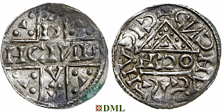 Денарий, Германия, Бавария, Heinrich V (1018-1026), м.д. Regensburg, монетарий OCH, Hahn 1976, 31f3